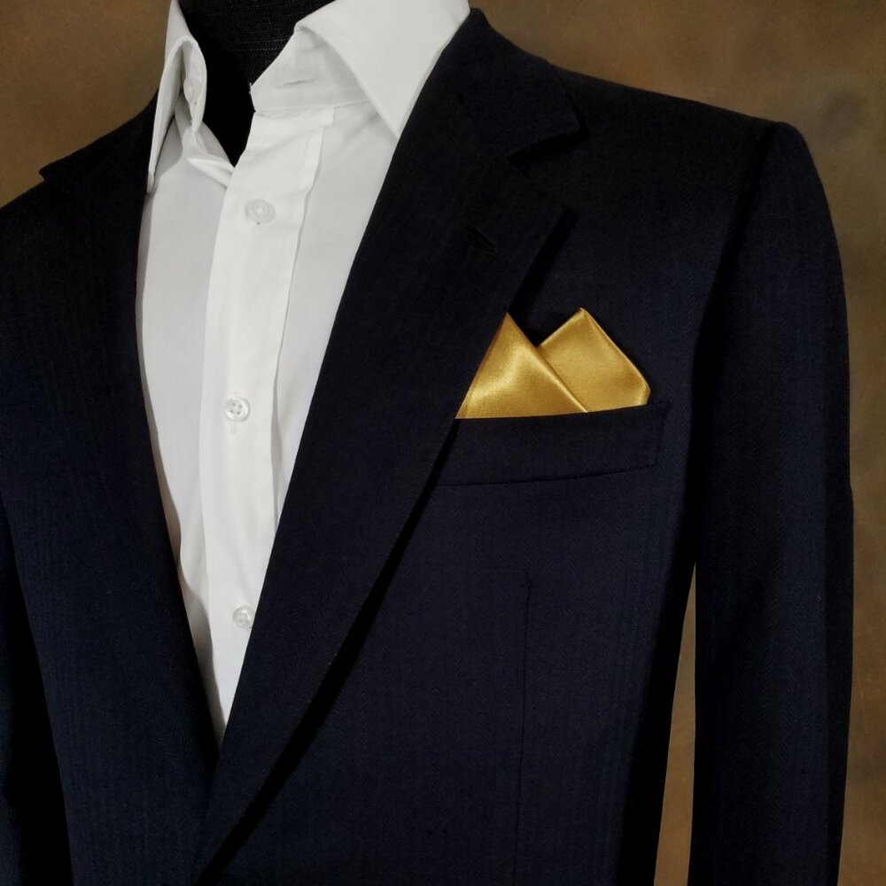 New - Men's 2 PT. Dark Gold Satin Pre-Folded Pocket Square Insert